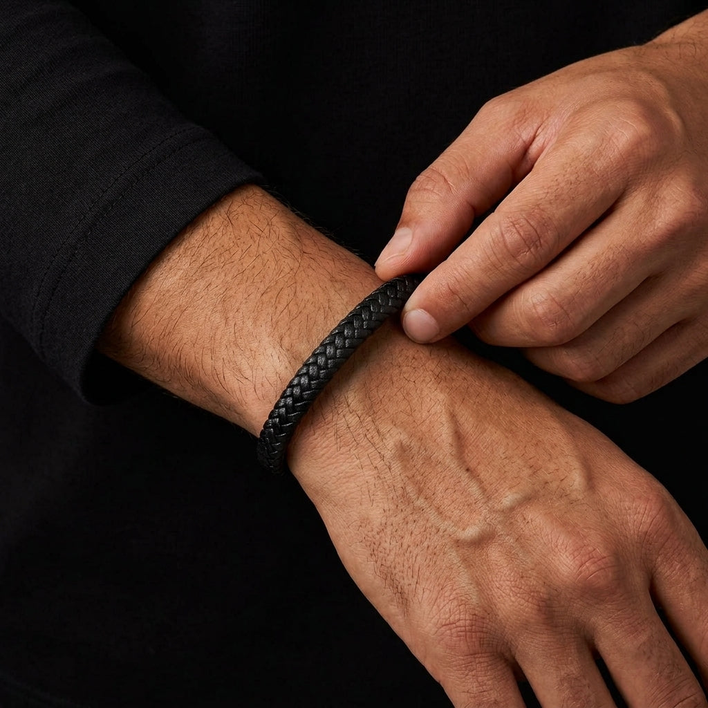 Bracelet Homme Atlas, gros plan porté au poignet