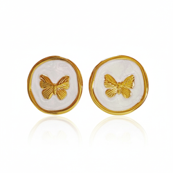 Boucles d’oreilles papillon doré en acier inoxydable