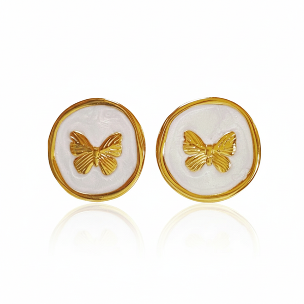 Boucles d’oreilles papillon doré en acier inoxydable