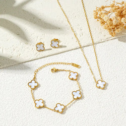 Coffret Clover gourmette+collier+boucles blanc