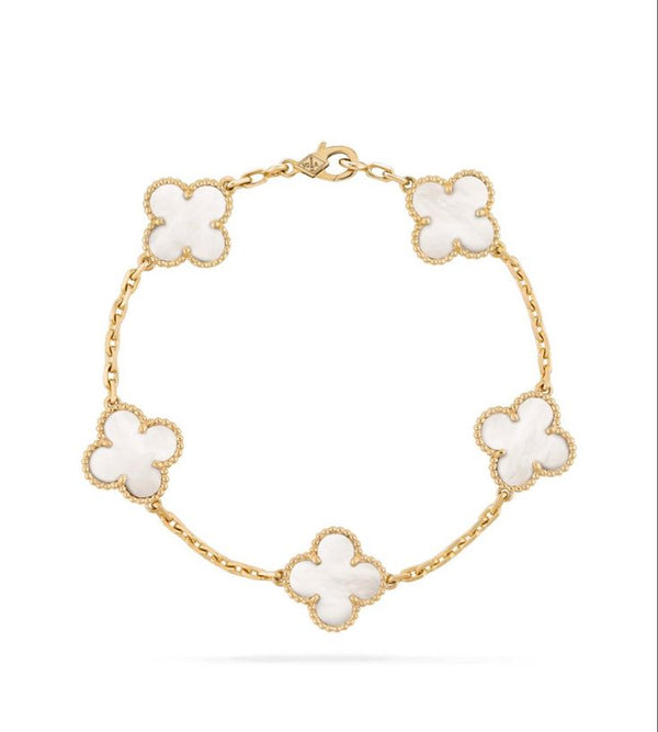 Coffret Clover gourmette+collier+boucles blanc